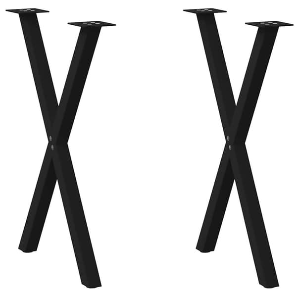 vidaXL Spisebordben X-formet 2 stk svart 57x(72-73) cm stål