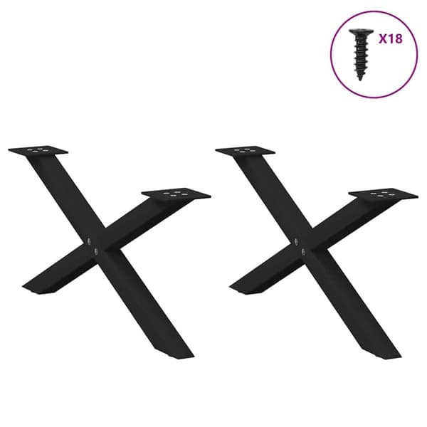 vidaXL Salongbordben X-formet 2 stk svart 70 x (30-31) cm stål