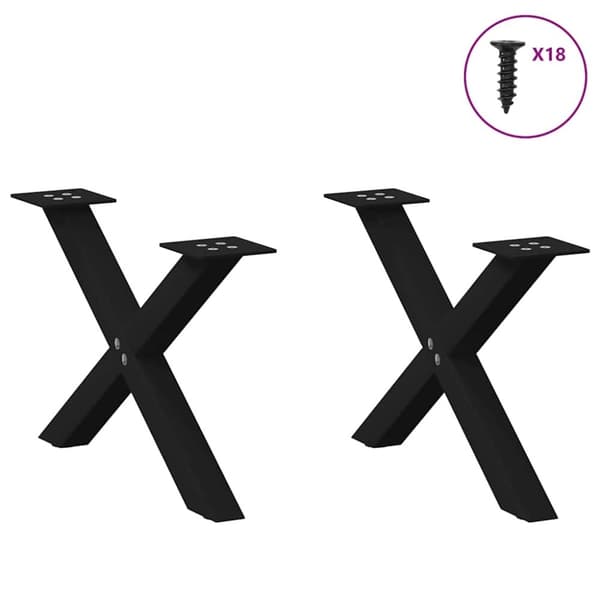vidaXL Sohvapöydän jalat X-muotoiset 2 kpl musta 50x(30-31) cm teräs
