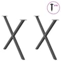 Pikkukuva 3 / 10: vidaXL Ruokapöydän jalat X-muotoiset 2 kpl antrasiitti 90x(72-73) cm teräs