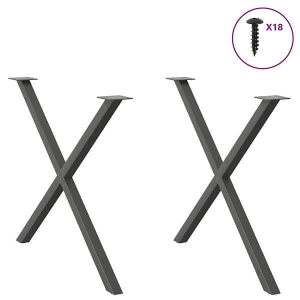 vidaXL Ruokapöydän jalat X-muotoiset 2 kpl antrasiitti 90x(72-73) cm teräs