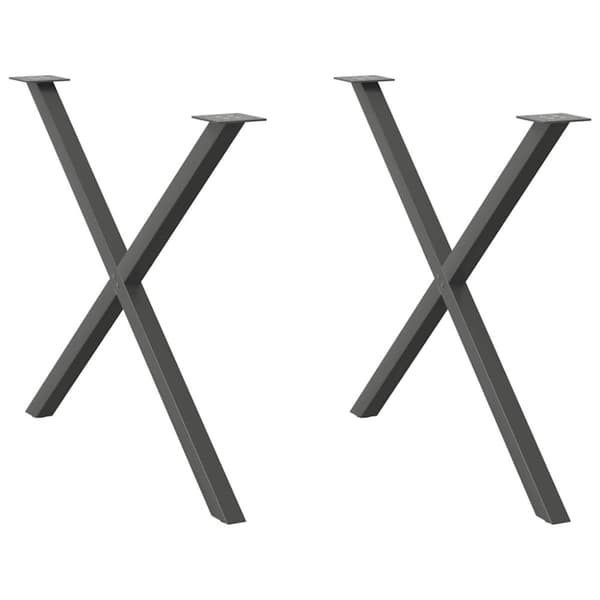 vidaXL Spisebordsben X-formet 2 stk. 90x(72-73) cm stål antracitgrå