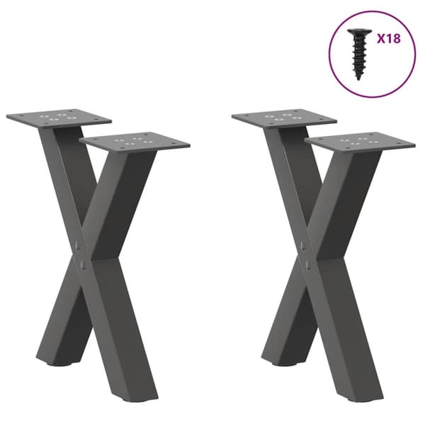 vidaXL Salongbordben X-formet 2 stk antrasitt 30x(30-31) cm stål