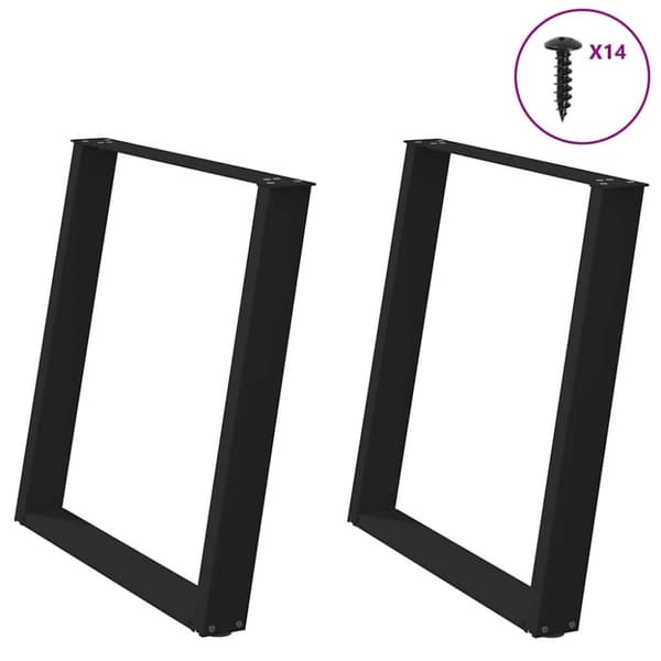 vidaXL Matbordsben U-formad 2 st svart 80x(72-73) cm stål