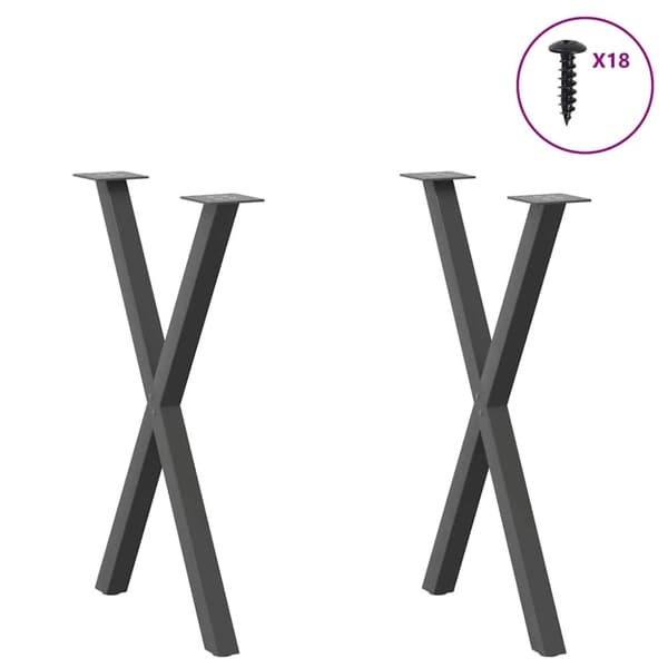 vidaXL Spisebordsben X-formet 2 stk. 57x(72-73) cm stål antracitgrå