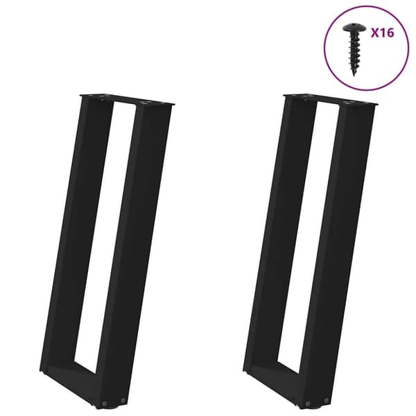 vidaXL konsolipöydän jalat U-muotoiset 2 kpl Musta 38x(72-73) cm