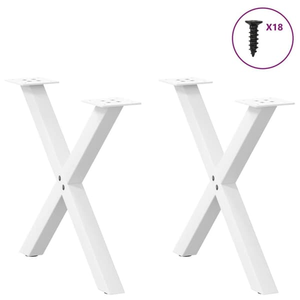 vidaXL Sohvapöydän jalat X-muotoiset 2 kpl valkoinen 50x(42-43) cm teräs