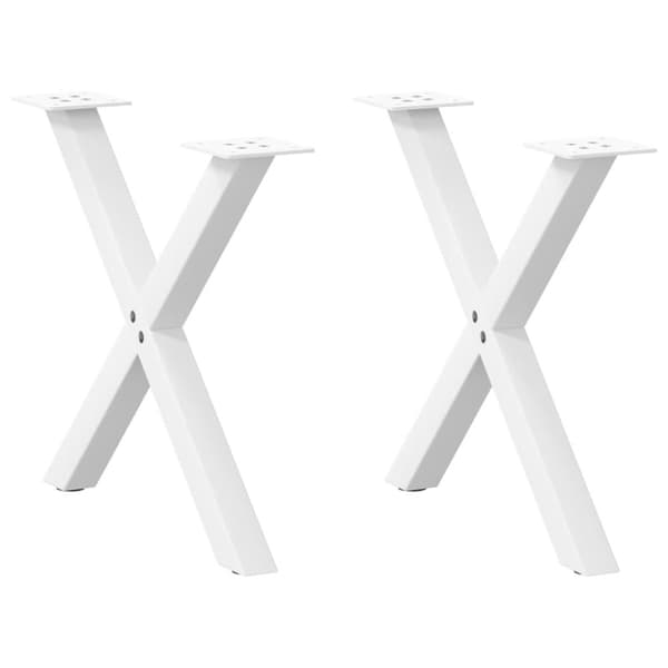 vidaXL Sohvapöydän jalat X-muotoiset 2 kpl valkoinen 50x(42-43) cm teräs