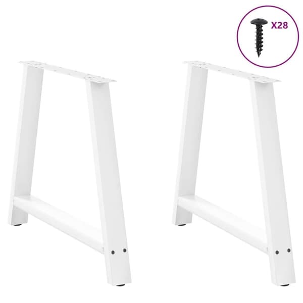 vidaXL Spisebordben A-formet 2 stk hvit 100x(72-73) cm stål
