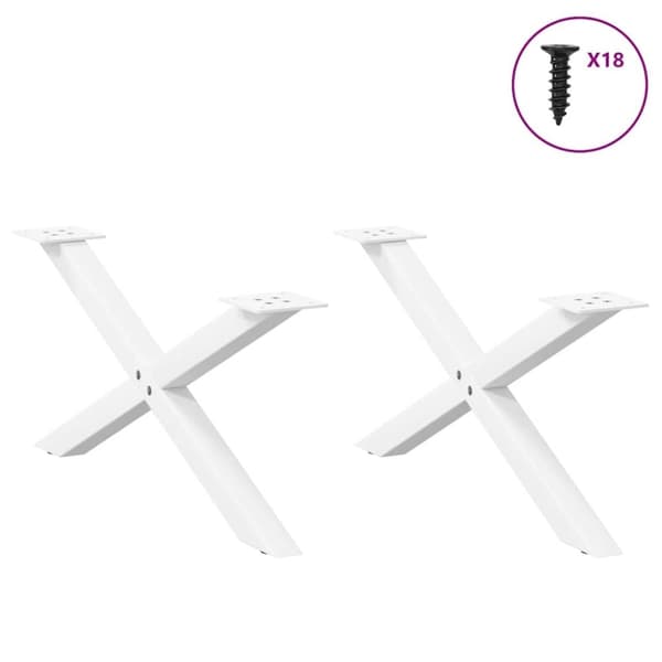 vidaXL Salongbordben X-formet 2 stk hvit 70 x (30-31) cm stål