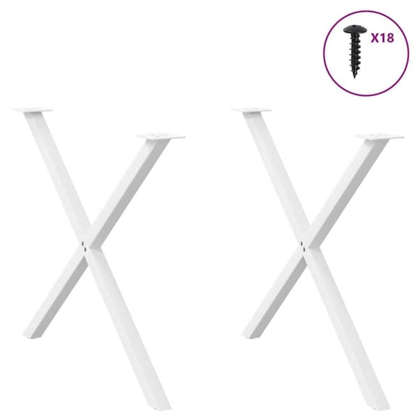 vidaXL Matbordsben X-formad 2 st vit 90x(72-73) cm stål