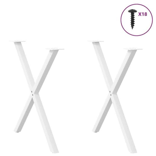 vidaXL Spisebordben X-formet 2 stk hvit 70 x (72-73) cm stål