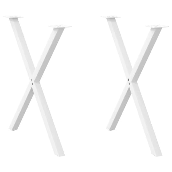 vidaXL Spisebordben X-formet 2 stk hvit 70 x (72-73) cm stål