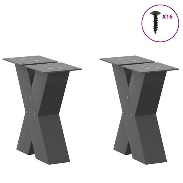 vidaXL Soffbordsben X-formade 2 st antracit 30x(30-31) cm stål