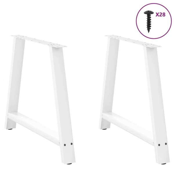 vidaXL Spisebordben A-formet 2 stk hvit 90 x (72-73) cm stål