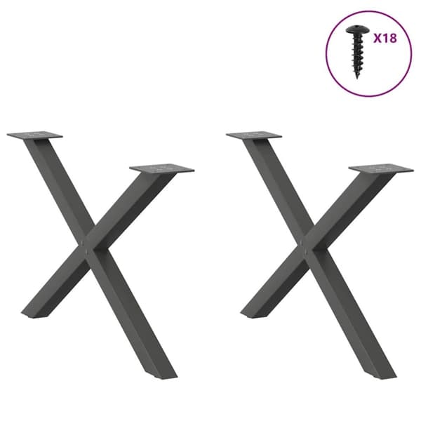 vidaXL Salongbordben X-formet 2 stk antrasitt 70 x (42-43) cm stål