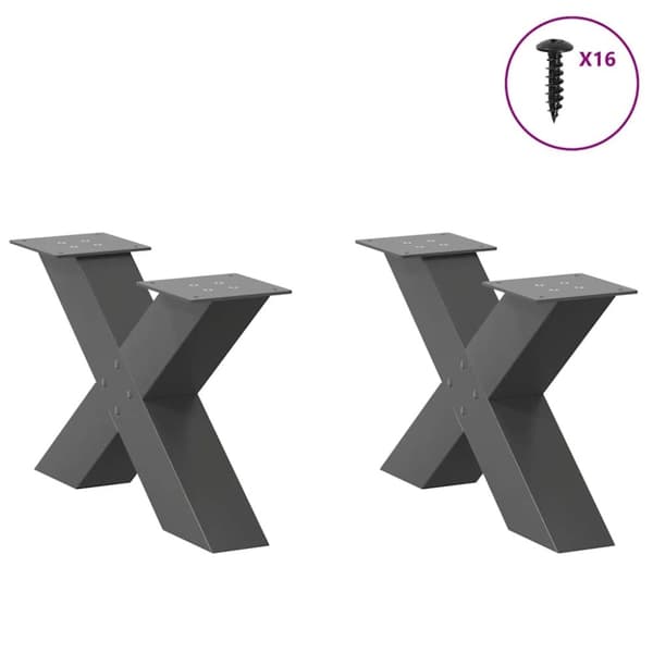 vidaXL Sohvapöydän jalat X-muotoiset 2 kpl Antrasiitti 50x(30-31) cm