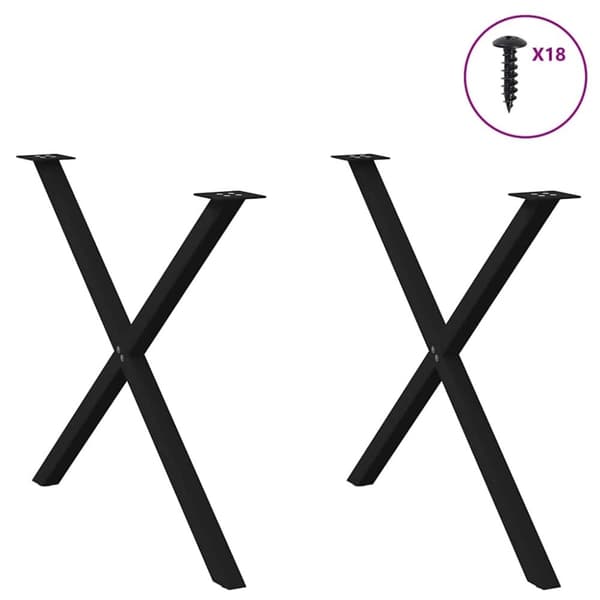 vidaXL Spisebordben X-formet 2 stk svart 90 x (72-73) cm stål