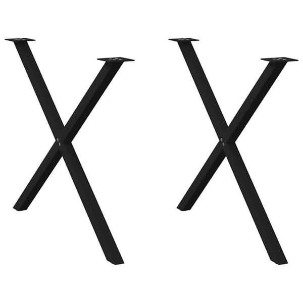 vidaXL Spisebordben X-formet 2 stk svart 90 x (72-73) cm stål