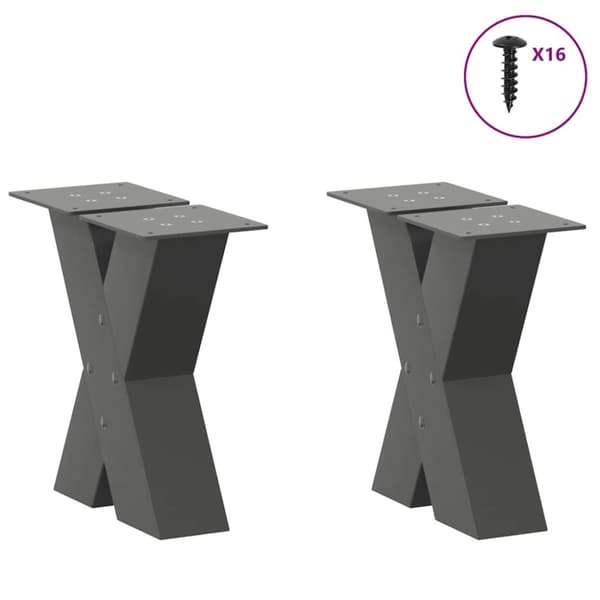 vidaXL Soffbordsben X-formade 2 st antracit 40x(30-31) cm stål