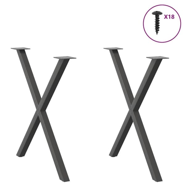 vidaXL Ruokapöydän jalat X-muotoiset 2 kpl Antrasiitti 70x(72-73) cm