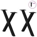 Miniatyrbilde 3 av 10: vidaXL Salongbordben X-formet 2 stk svart 38 x (42-43) cm stål