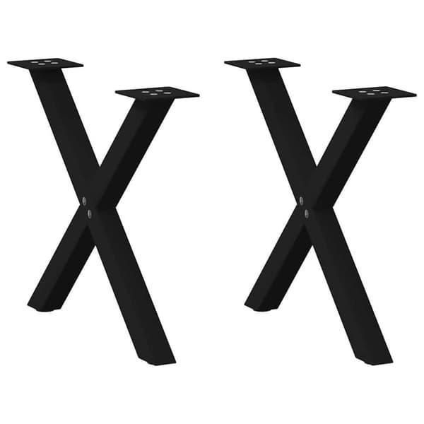 vidaXL Salongbordben X-formet 2 stk svart 38 x (42-43) cm stål