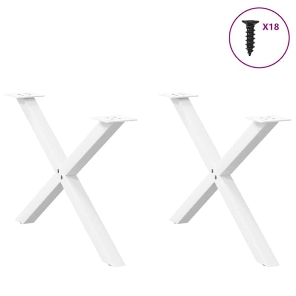 vidaXL sofabordben X-formet 2 stk 70x(42-43) cm stål hvid
