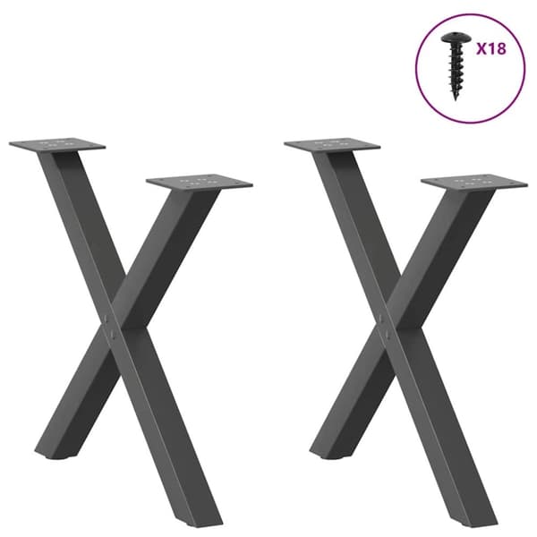 vidaXL Sohvapöydän jalat X-muotoiset 2 kpl Antrasiitti 60x(42-43) cm