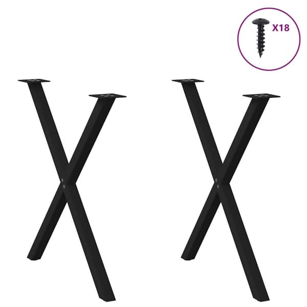 vidaXL Ruokapöydän jalat X-muotoiset 2 kpl Musta 70x(72-73) cm Teräs