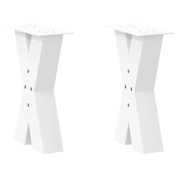vidaXL Salongbordben X-formet 2 stk hvit 28 x (42-43) cm stål