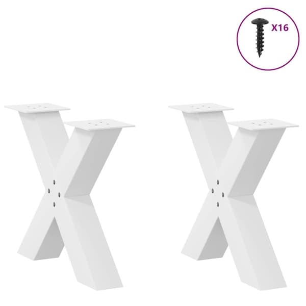 vidaXL Salongbordben X-formet 2 stk hvit 60 x (42-43) cm stål