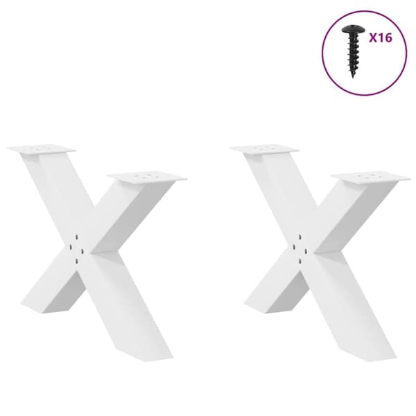 vidaXL Salongbordben X-formet 2 stk hvit 70 x (42-43) cm stål