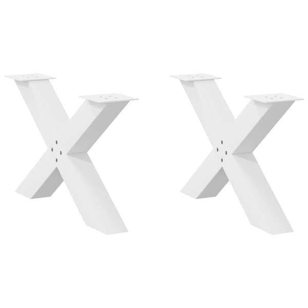 vidaXL Salongbordben X-formet 2 stk hvit 70 x (42-43) cm stål