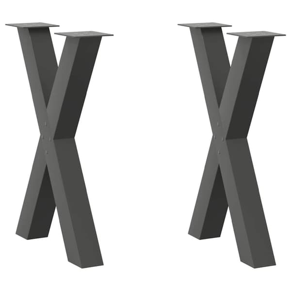 vidaXL Ruokapöydän jalat X-muotoiset 2 kpl Antrasiitti 50x(72-73) cm