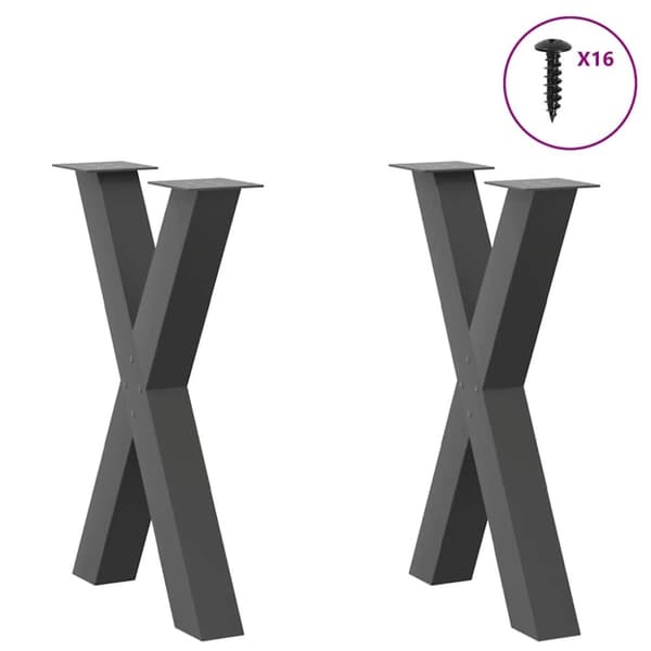 vidaXL Ruokapöydän jalat X-muotoiset 2 kpl Antrasiitti 60x(72-73) cm