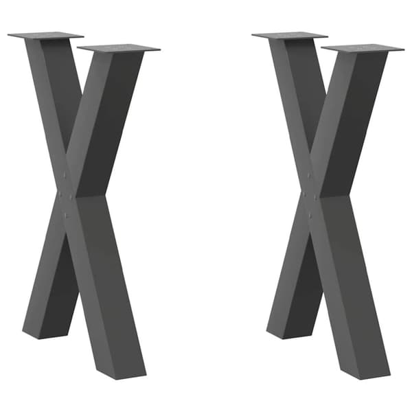 vidaXL Ruokapöydän jalat X-muotoiset 2 kpl Antrasiitti 60x(72-73) cm