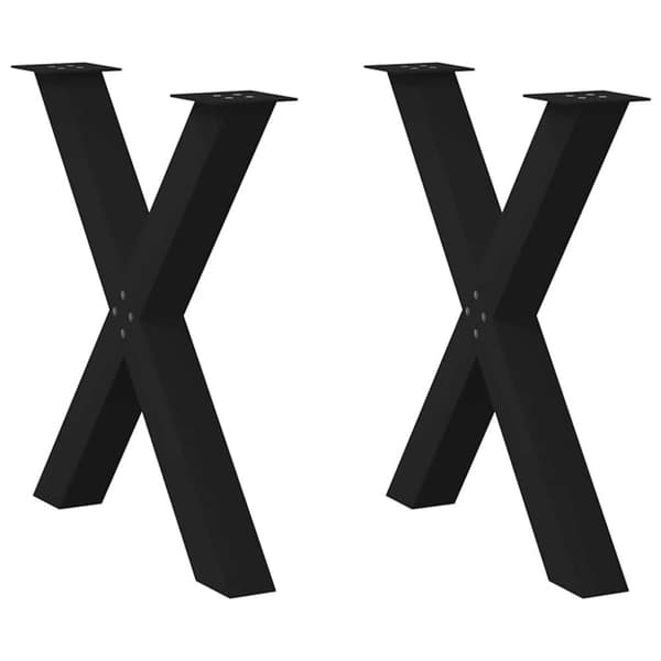 vidaXL Spisebordben X-formet 2 stk svart 70x(72-73) cm stål