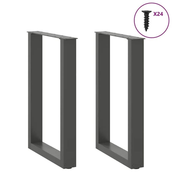vidaXL ruokapöydän jalat U-muotoiset 2 kpl antrasiittia 50x(72-73) cm