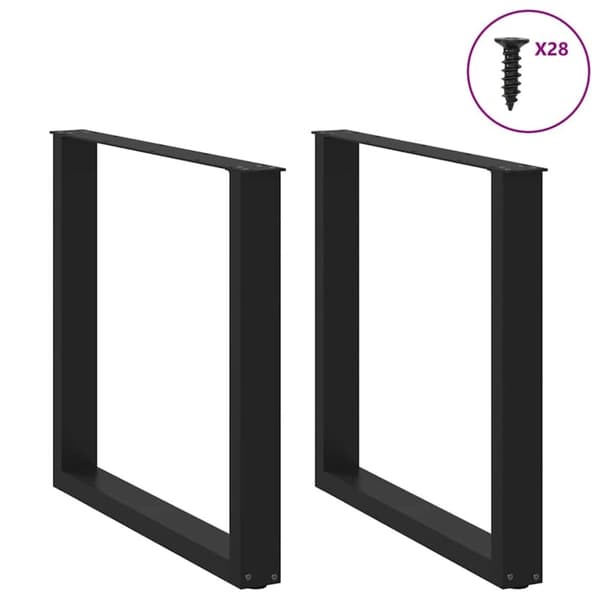 vidaXL ruokapöydän jalat U-muotoiset 2 kpl Musta 80x(72-73) cm Teräs