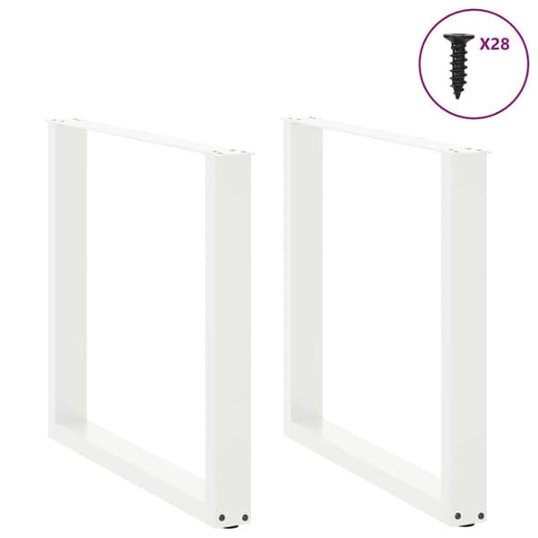 vidaXL Ruokapöydän jalat U-muotoiset 2 kpl valkoinen 80x(72-73) cm teräs