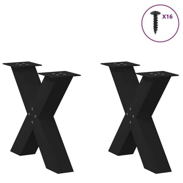vidaXL Salongbordben X-formet 2 stk svart 50x(42-43) cm stål