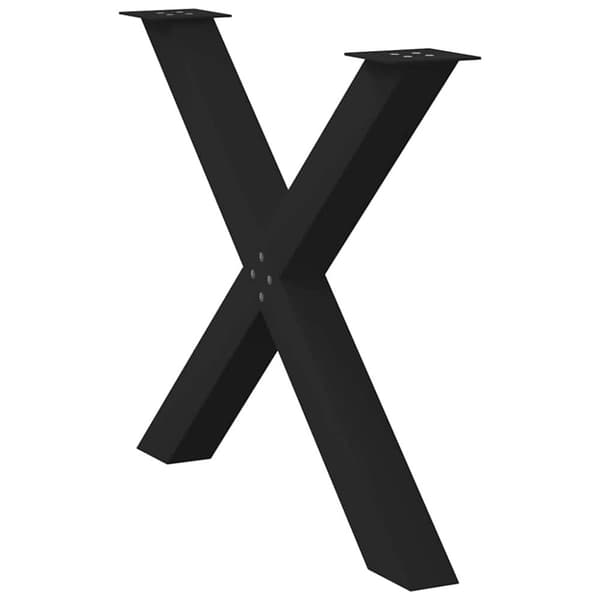vidaXL Matbordsben X-formad 2 st svart 90x(72-73) cm stål