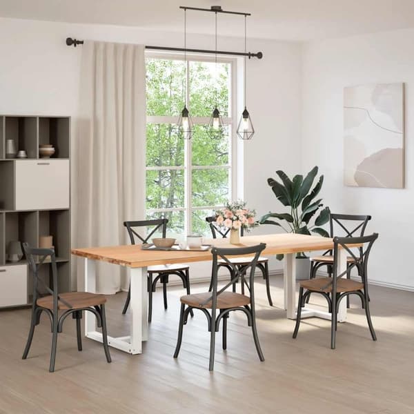 vidaXL Spisebordben T-formet 2 stk hvit 80x35x(72-73) cm stål