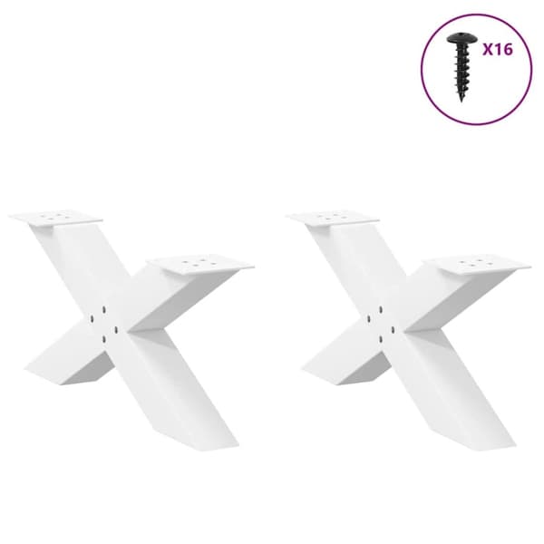 vidaXL Salongbordben X-formet 2 stk hvit 70 x (30-31) cm stål
