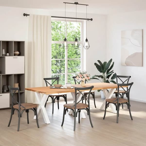 vidaXL Matbordsben X-formad 3 st vit 80x(72-73) cm stål