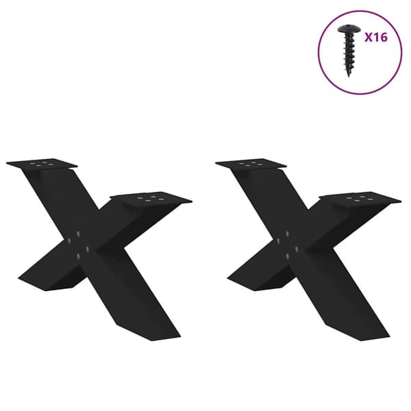 vidaXL Soffbordsben X-formade 2 st svart 70x(30-31) cm stål