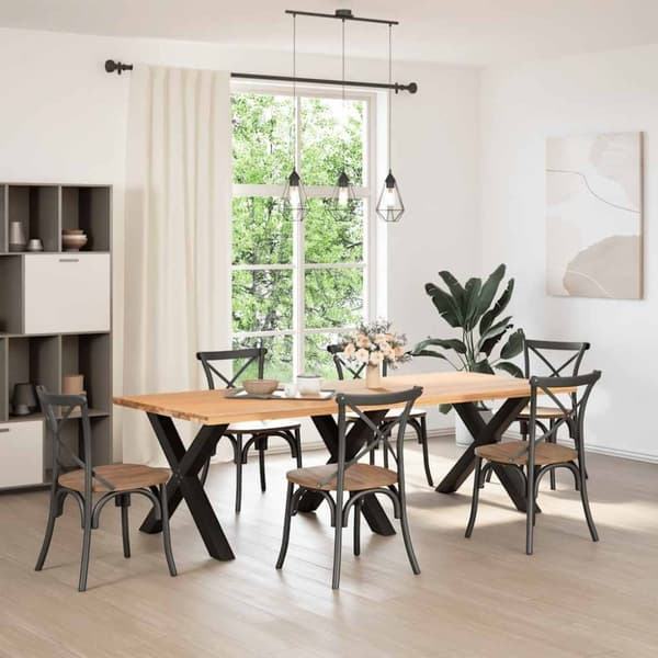 vidaXL Spisebordsben X-formet 3 stk 90x(72-73) cm stål sort