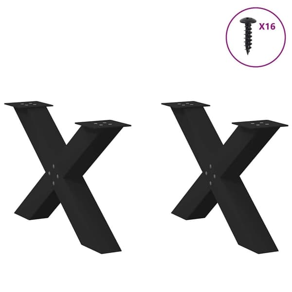 vidaXL Salongbordben X-formet 2 stk svart 70 x (42-43) cm stål