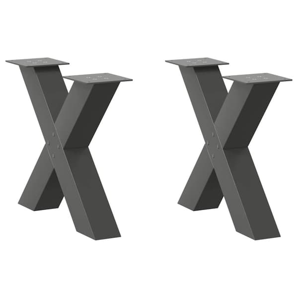 vidaXL Salongbordben X-formet 2 stk antrasitt 50x(42-43) cm stål